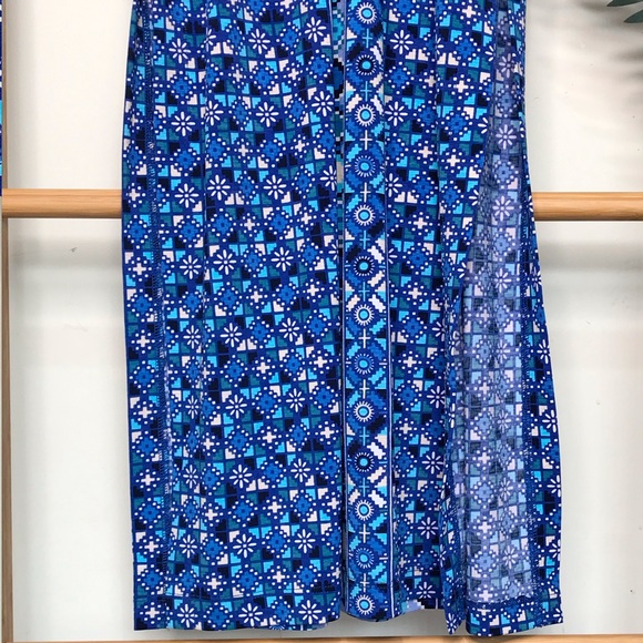 Tigerlily Blue Geometric Print Totem Midi Dress 8 - Picture 11 of 12